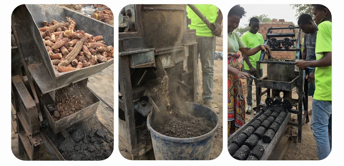 Agricultural waste being processed